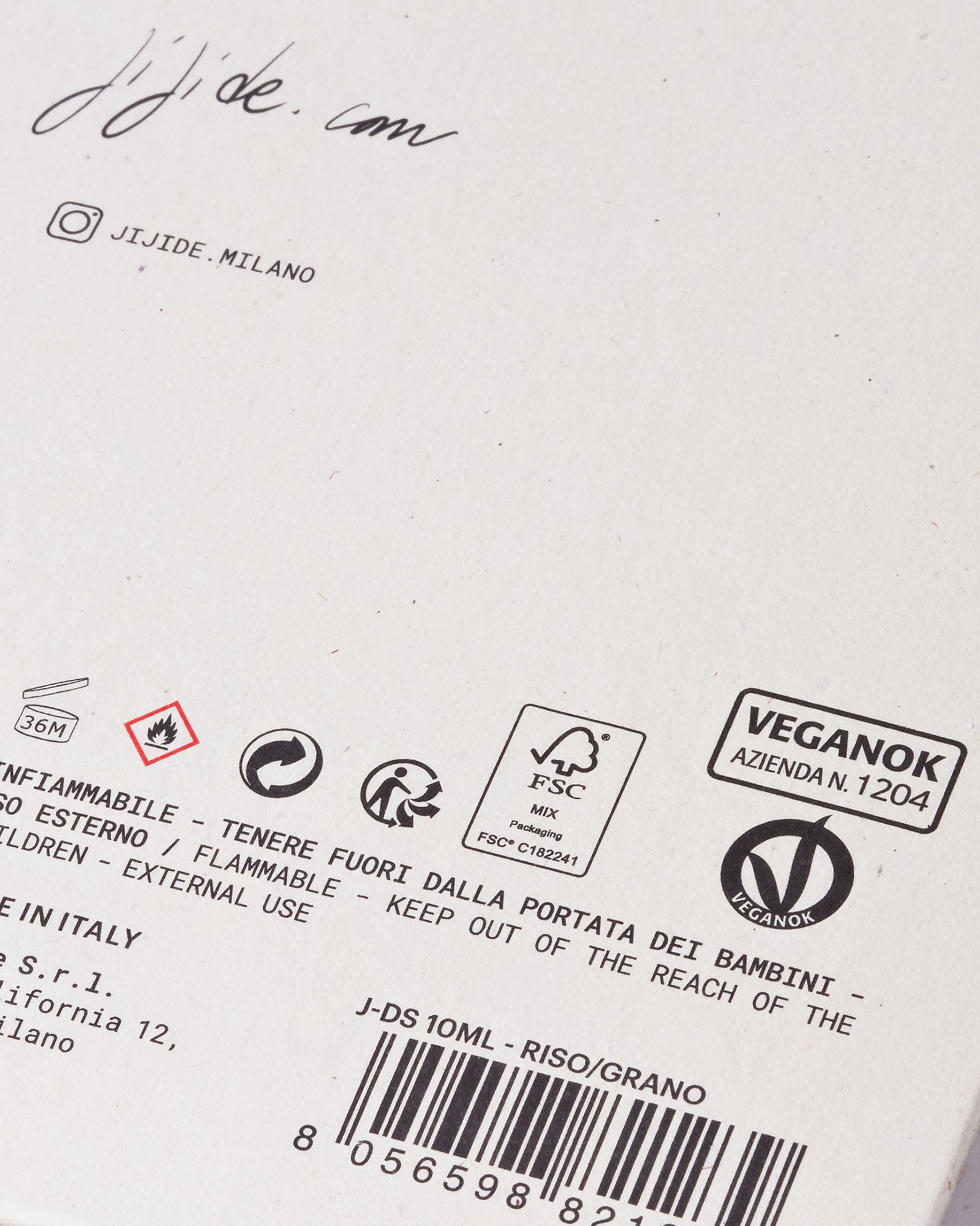 dettaglio retro scatola profumo jijide dialogo 1